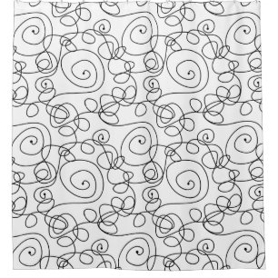 Crazy Spiral Lines black + your background & ideas Shower Curtain