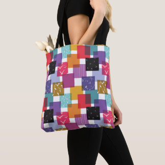 Crazy Square Quilt Pattern Tote Bag