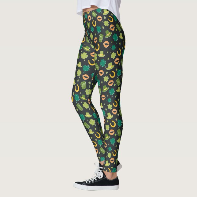 Crazy St Patrick's Day Pattern Leggings (Left)