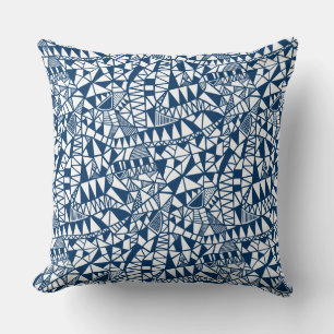 Crazy Structure Pattern 060423 - Indigo Style Blue Cushion