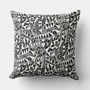 Crazy Structure Pattern 060423 - White on Black Cushion