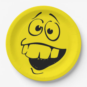 Crazy Teeth Face Funny Emoticon Party Paper Plate
