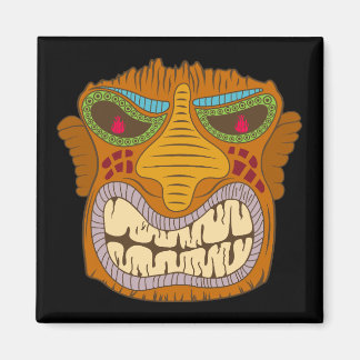 Crazy Tiki Head with Flames in His Eyes, Black Magnet