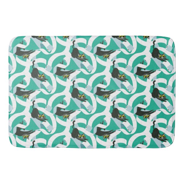 Crazy toilet paper cats bath mat (Front)