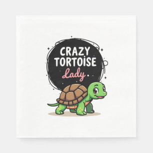Crazy Tortoise Lady Tortoises Mom Women Turtle (2) Napkin