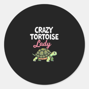 Crazy Tortoise Lady Tortoises Mum Women Turtle (4) Classic Round Sticker