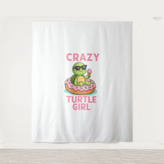Crazy turtle girl tapestry