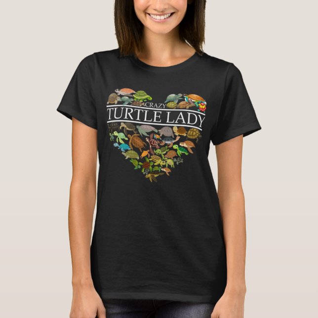 Crazy turtle lady aholic heart T-Shirt (Front)