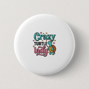 Crazy Turtle Lady Vintage Engraving Design_1 6 Cm Round Badge