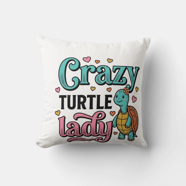 Crazy Turtle Lady Vintage Engraving Design_1 Cushion (Front)