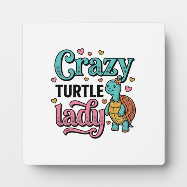 Crazy Turtle Lady Vintage Engraving Design_1 Plaque (Front)