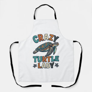 Crazy Turtle Lady Vintage Sea Turtle Shirt Design_ Apron