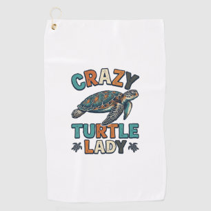 Crazy Turtle Lady Vintage Sea Turtle Shirt Design_ Golf Towel