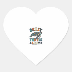 Crazy Turtle Lady Vintage Sea Turtle Shirt Design_ Heart Sticker