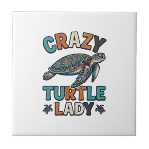 Crazy Turtle Lady Vintage Sea Turtle Shirt Design_ Tile