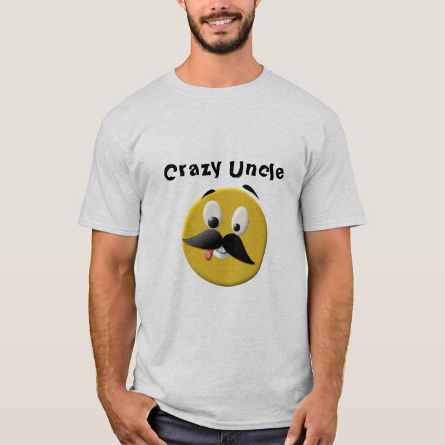 Crazy Uncle Happy Face with Moustache T-Shirt (Front)