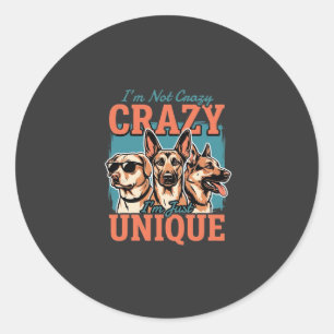 Crazy Unique Dog Lover Classic Round Sticker