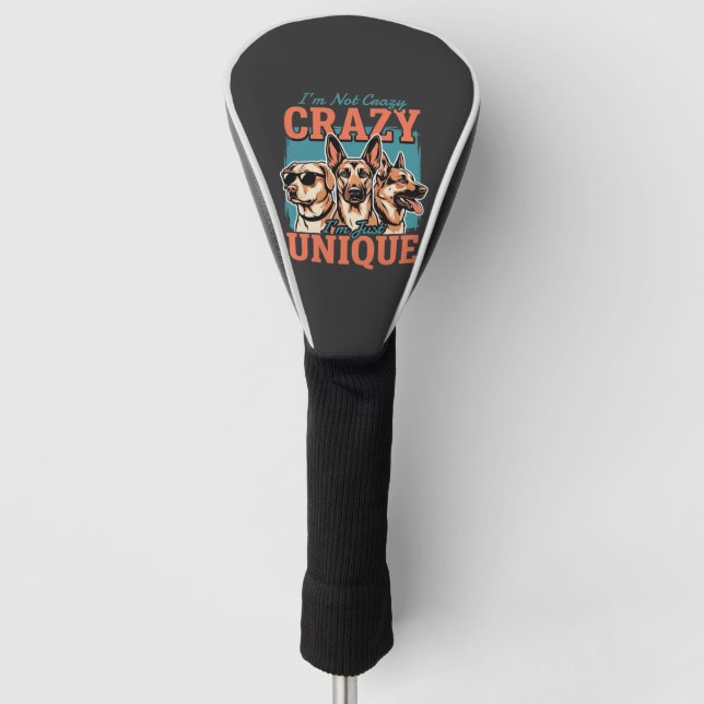 Crazy Unique Dog Lover Golf Head Cover (Front)