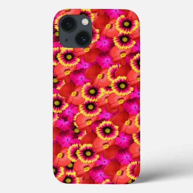 Crazy vibrant hippie mix flowers background Case-Mate iPhone case (Back)