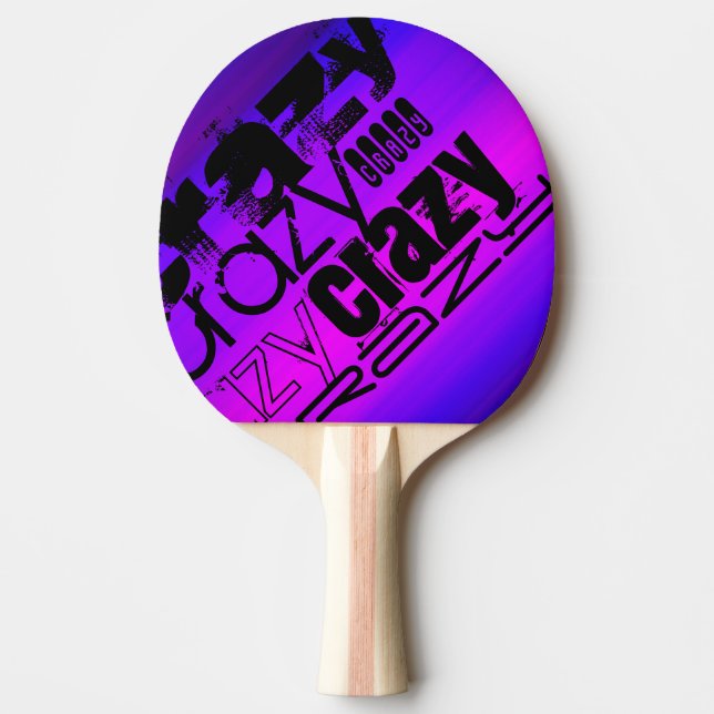 Crazy; Vibrant Violet Blue and Magenta Ping Pong Paddle (Front)