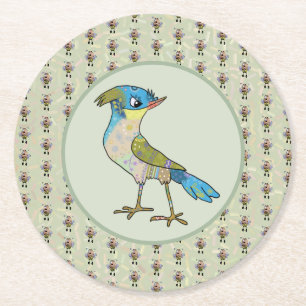 Crazy Vogel Round Paper Coaster