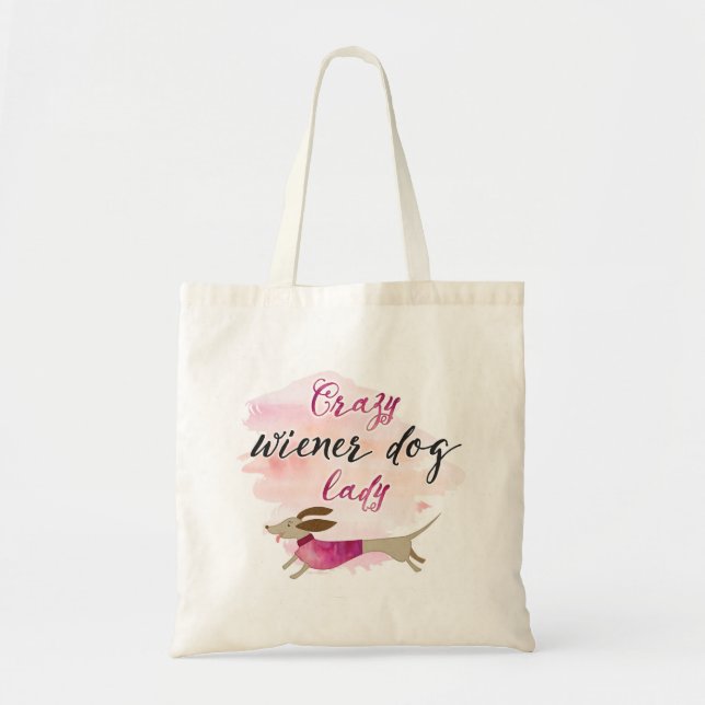 Crazy Wiener Dog Lady Tote Bag (Front)