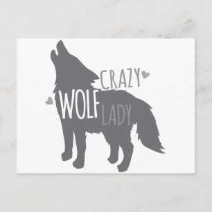 crazy wolf lady postcard