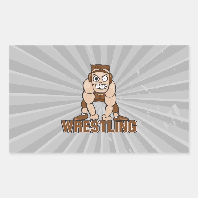 crazy wrestler wrestling design rectangular sticker (Front)