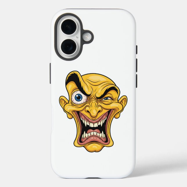 Crazy Yellow Caricature Face iPhone Case (Back)