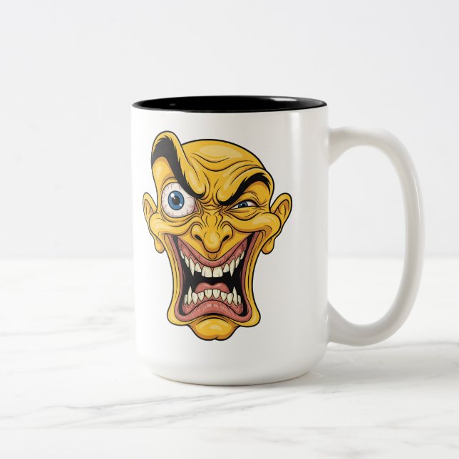 Crazy Yellow Cartoon Face Coffee Mug – Funny Gift  (Right)
