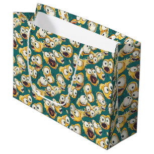 Crazy Yellow Monster Teal Halloween Large Gift Bag