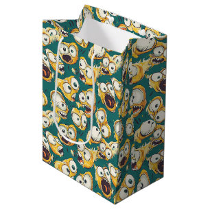 Crazy Yellow Monster Teal Halloween Medium Gift Bag