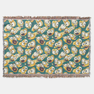 Crazy Yellow Monster Teal Halloween Throw Blanket