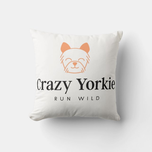 Crazy Yorkie 16" x 16" Snuggle Pillow (Front)