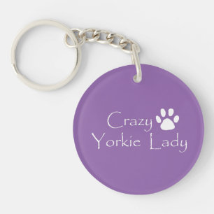Crazy Yorkie Lady Key Ring