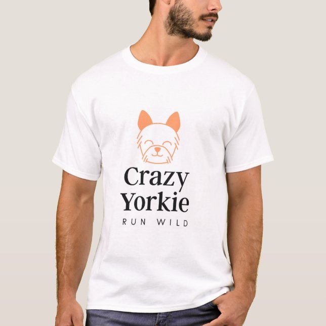 Crazy Yorkie Men's Basic T-Shirt (Front)