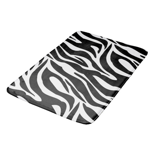 Crazy Zebra Stripes Bath Mat (Angled)