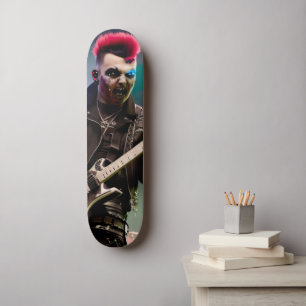 Crazy zombie guitarist skateboard