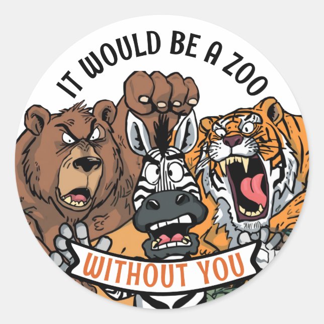 Crazy zoo animals employee candy award sticker (Front)