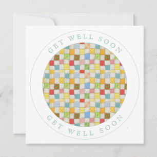 CRAZZY QUILT Square Flat Get Well Card