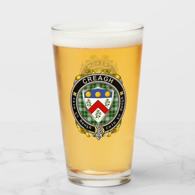 Creagh Irish Shield Beer Glass (Front Filled)