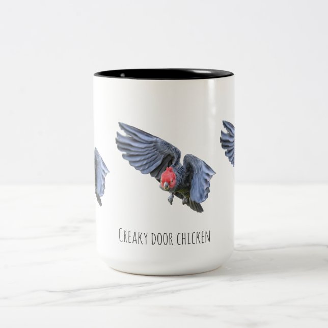 Creaky door chicken Two-Tone coffee mug (Center)