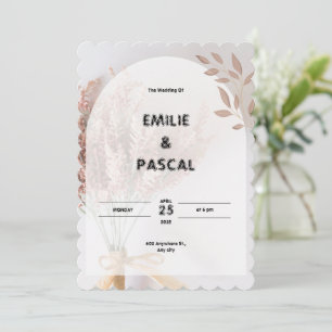 Cream Aesthetic Wedding Invitation