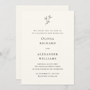 Cream and Black Minimalist Wedding Invitation