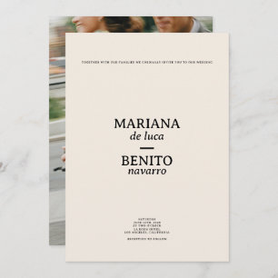 Cream and Black Modern Minimalist Photo Wedding Invitation