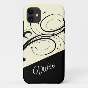 Cream and Black Scroll Accent Personal Case-Mate iPhone Case