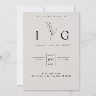 Cream And Black Simple Minimalist Elegant Wedding Invitation