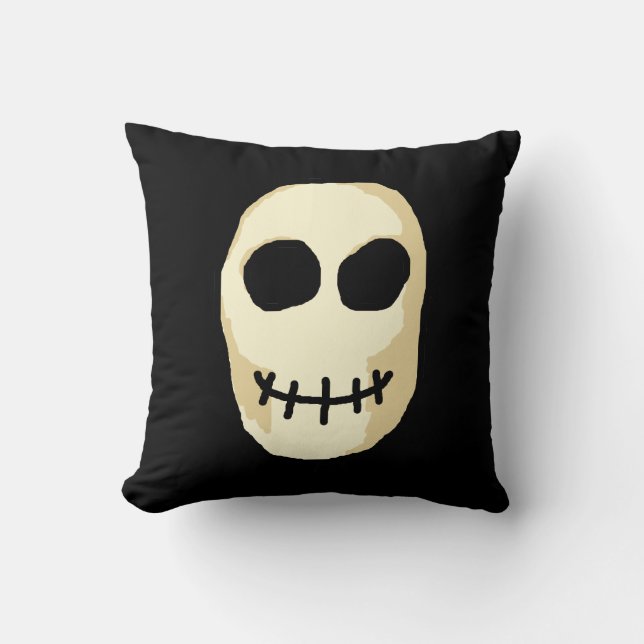 Cream and Black Skull. Cushion (Front)