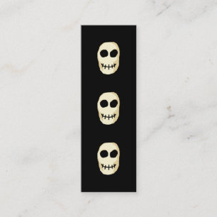 Cream and Black Skull. Primitive Style. Mini Business Card