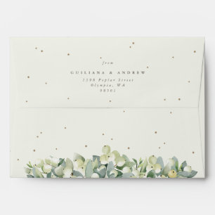Cream and Black Snowberry+Eucalyptus Wedding A7 Envelope